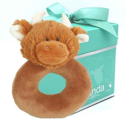 Highland Brown Cow Baby Rattle