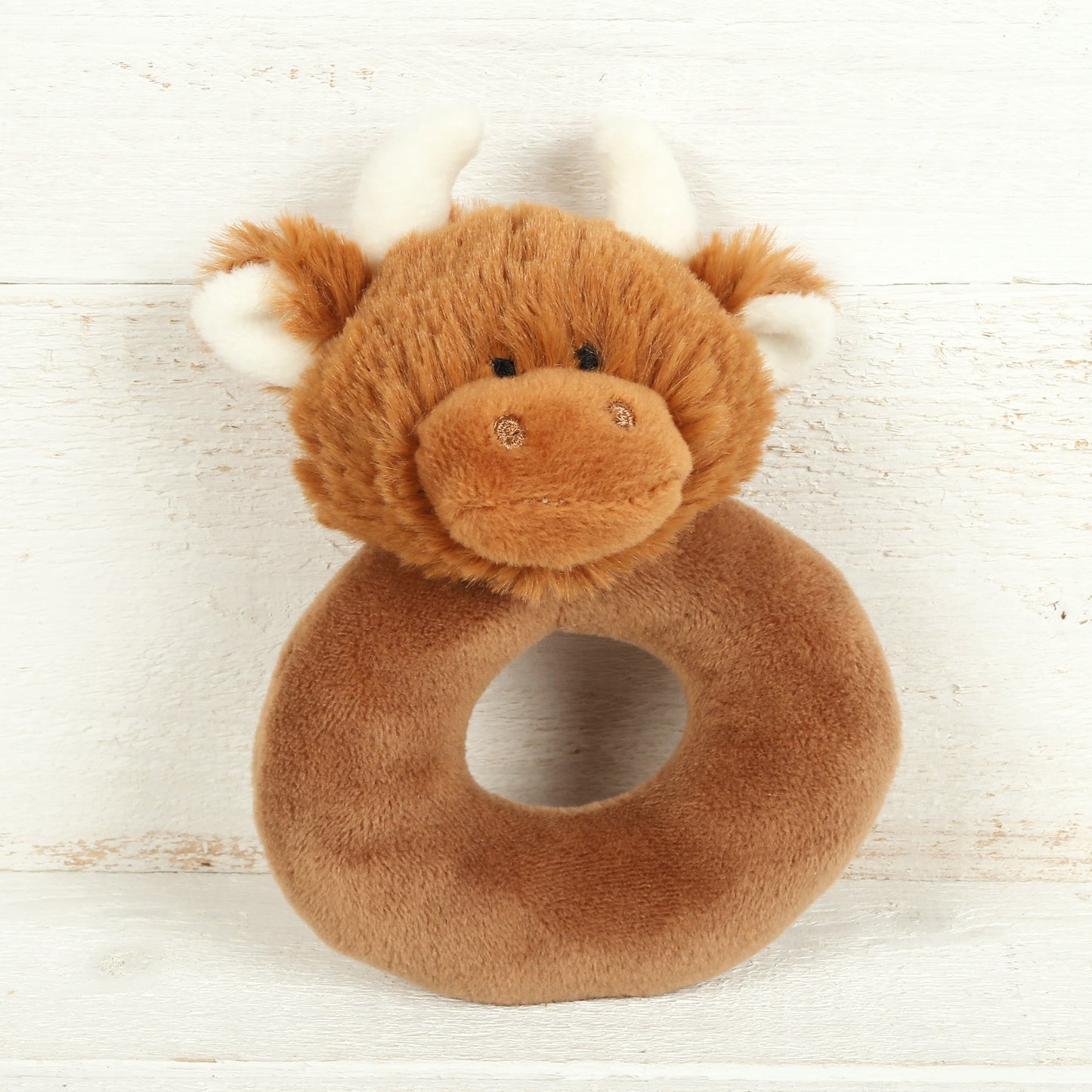 Highland Brown Cow Baby Rattle