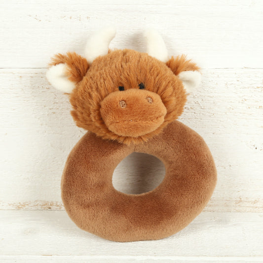 Highland Brown Cow Baby Rattle