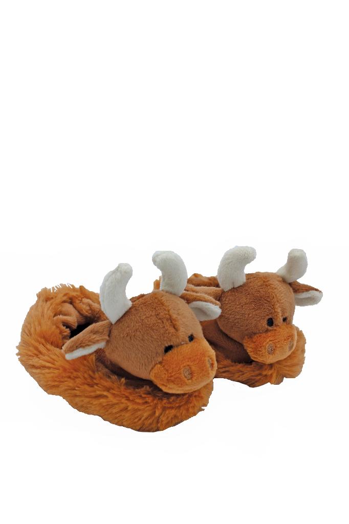 Highland Coo Baby Slippers Brown + Gift Box