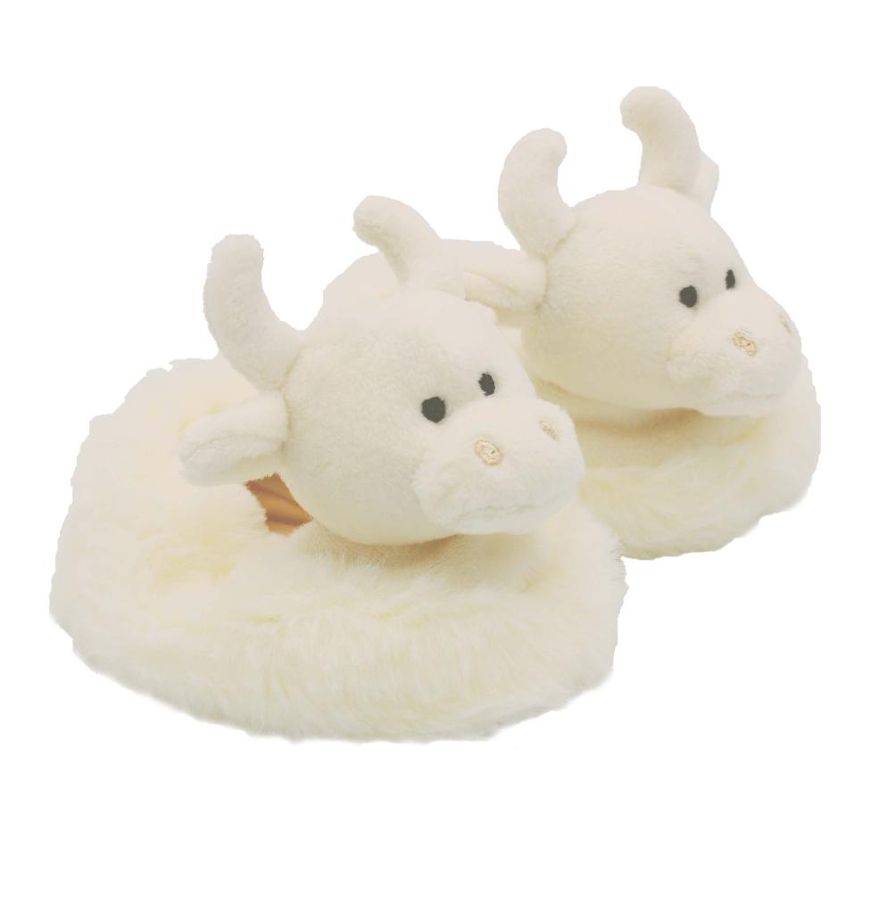 Highland Coo Baby Slippers Cream + Gift Box